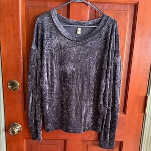 We The Free Charcoal Crushed Velvet Long Sleeve Top